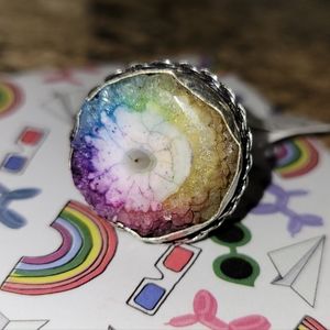 Size 7 Rainbow Dyed Agate Gemstone Ring